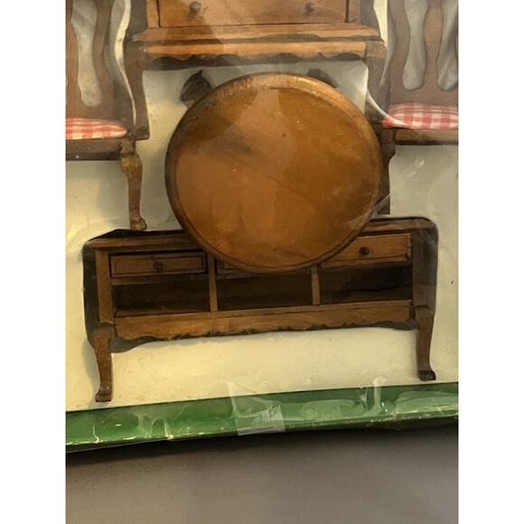 VTG NEW Albert E Price Doll House Furniture 7 Piece Brown Dining Room - Picture 3 of 7